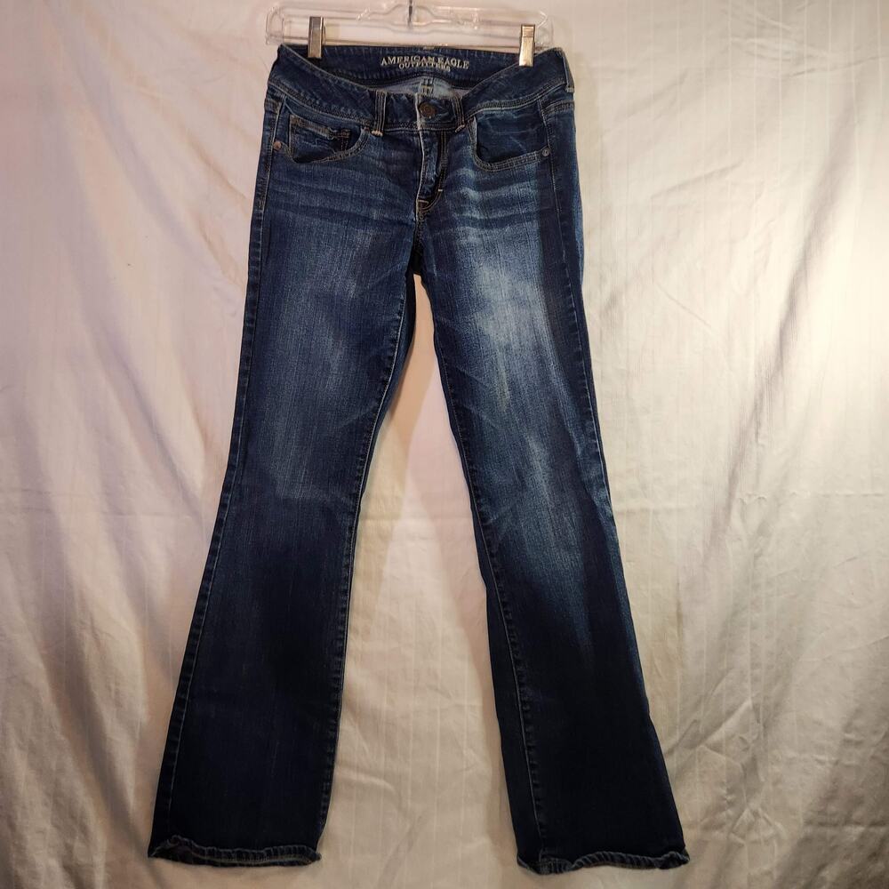 American Eagle Kick Boot Stretch Jeans Dark Wash Bootcut Denim Womens Size 8 Reg